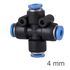 Pu Hose Fitting 4 Way Connector 4mm
